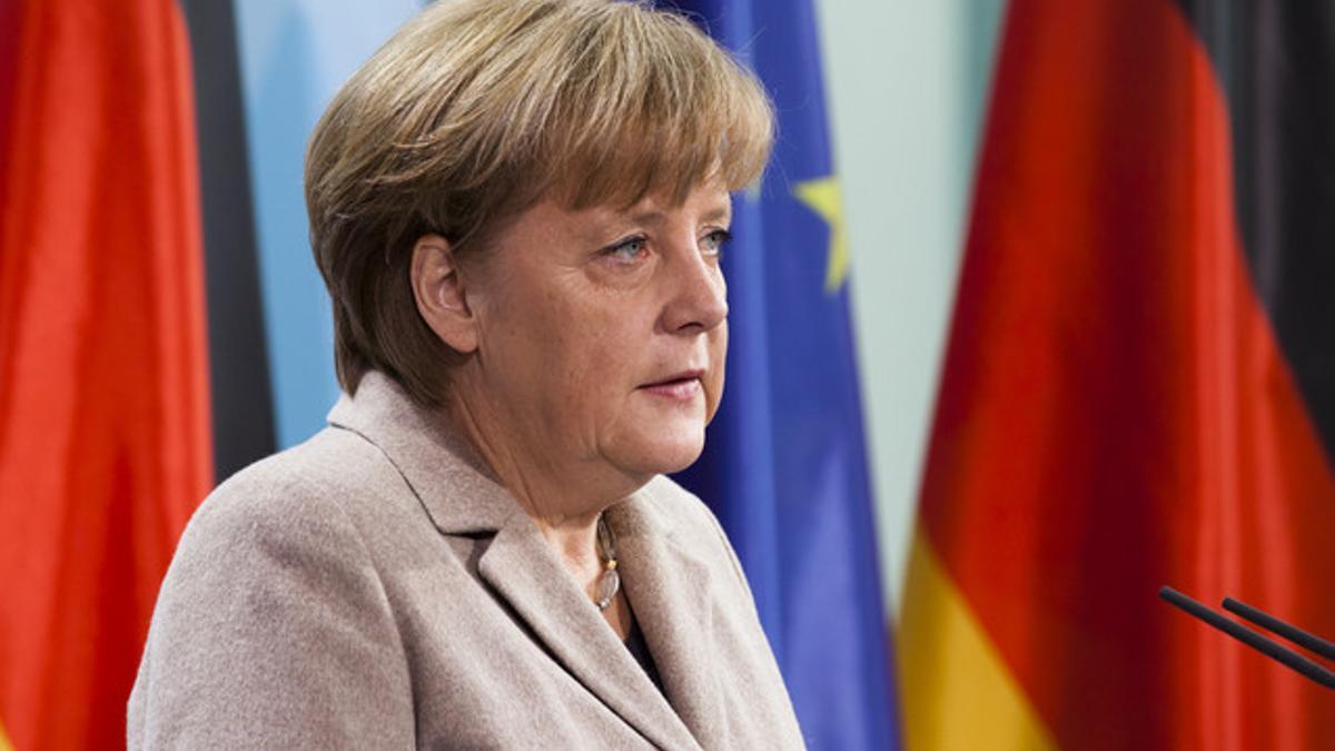 Angela Merkel, en una rueda de prensa, en Berlín.