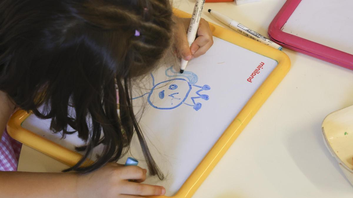 Una escolar en un centro educativo de la provincia.