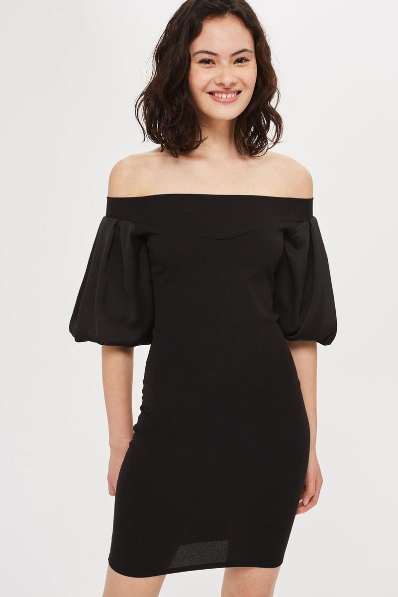 Vestido bardot negro de Topshop