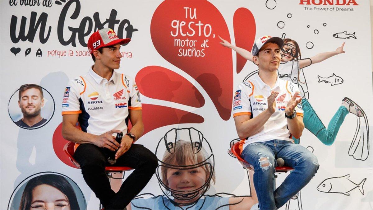 Márquez, junto a Lorenzo en el acto de Honda