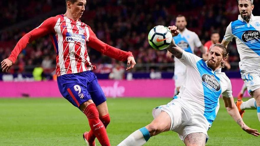 Fernando Torres, contra el Deportivo, el pasado día 1 en el Wanda Metropolitano.