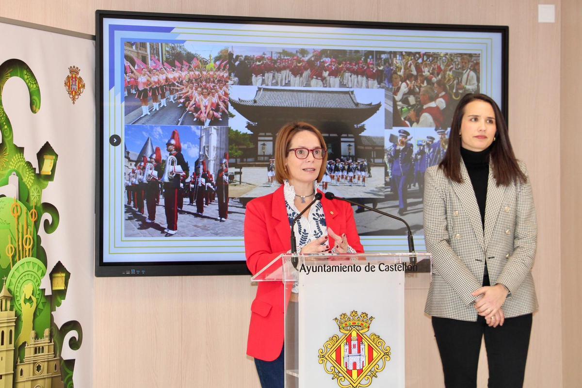 Noelia Selma y Estefanía Climent durante la presentación del Festival de Bandas Internacional para las fiestas de la Magdalena 2026, este lunes.