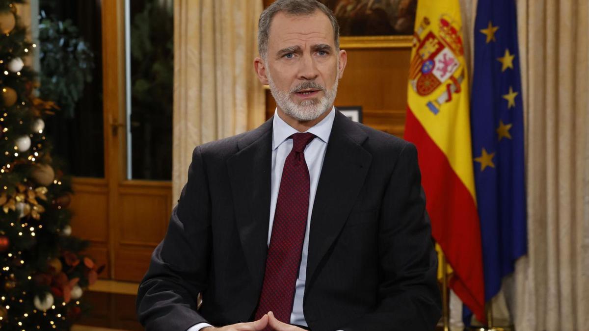 Felipe VI, durante su tradicional mensaje de Nochebuena.