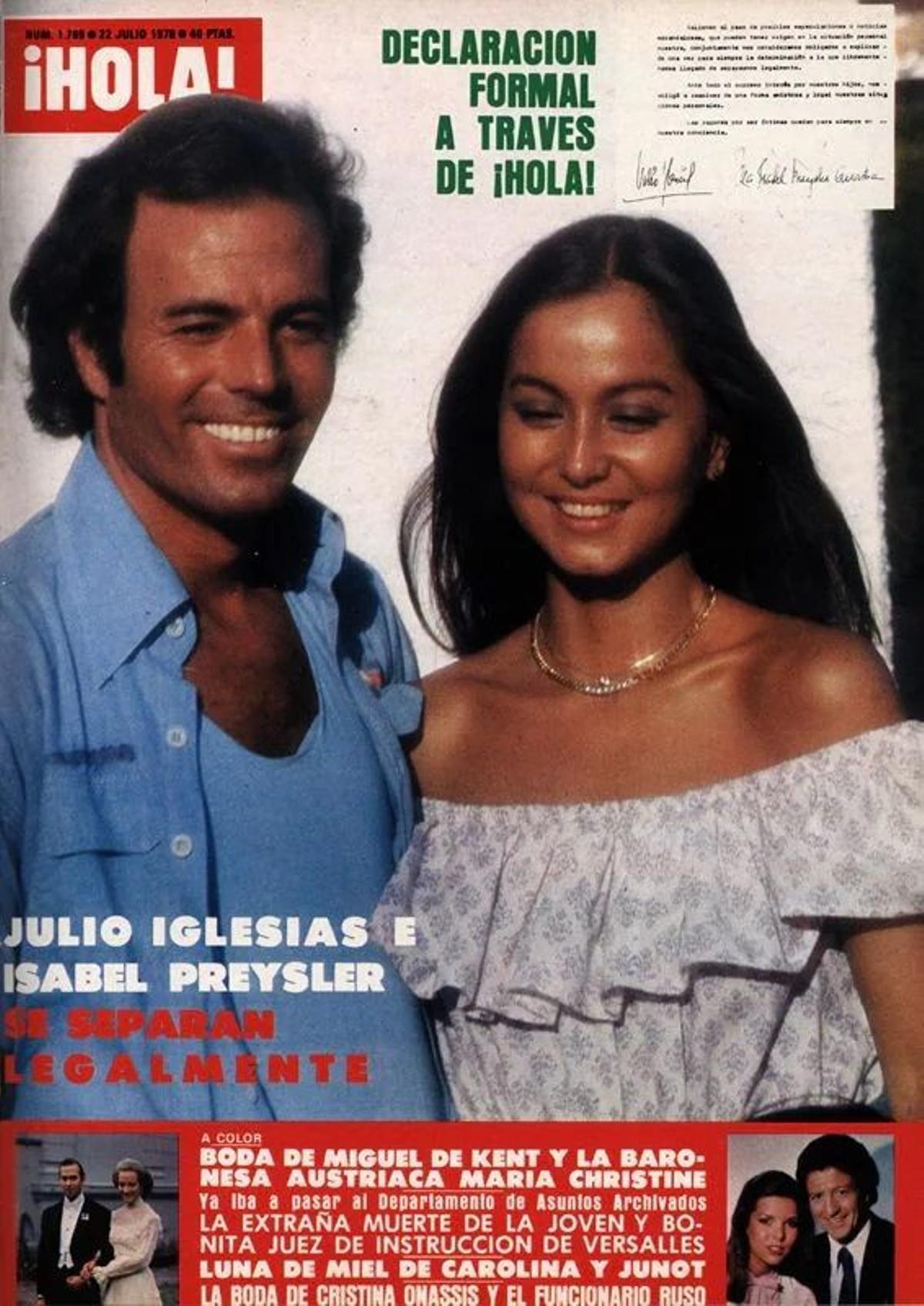 Portada de 'Hola' de la separación de Julio Iglesias e Isabel Preysler
