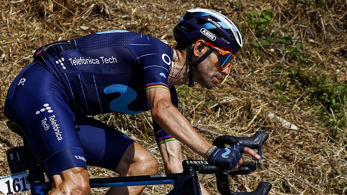 Alejandro Valverde, en una etapa del Giro de Italia.
