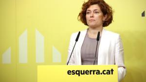 La secretaria general de ERC, Elisenda Alamany, este lunes en rueda de prensa.