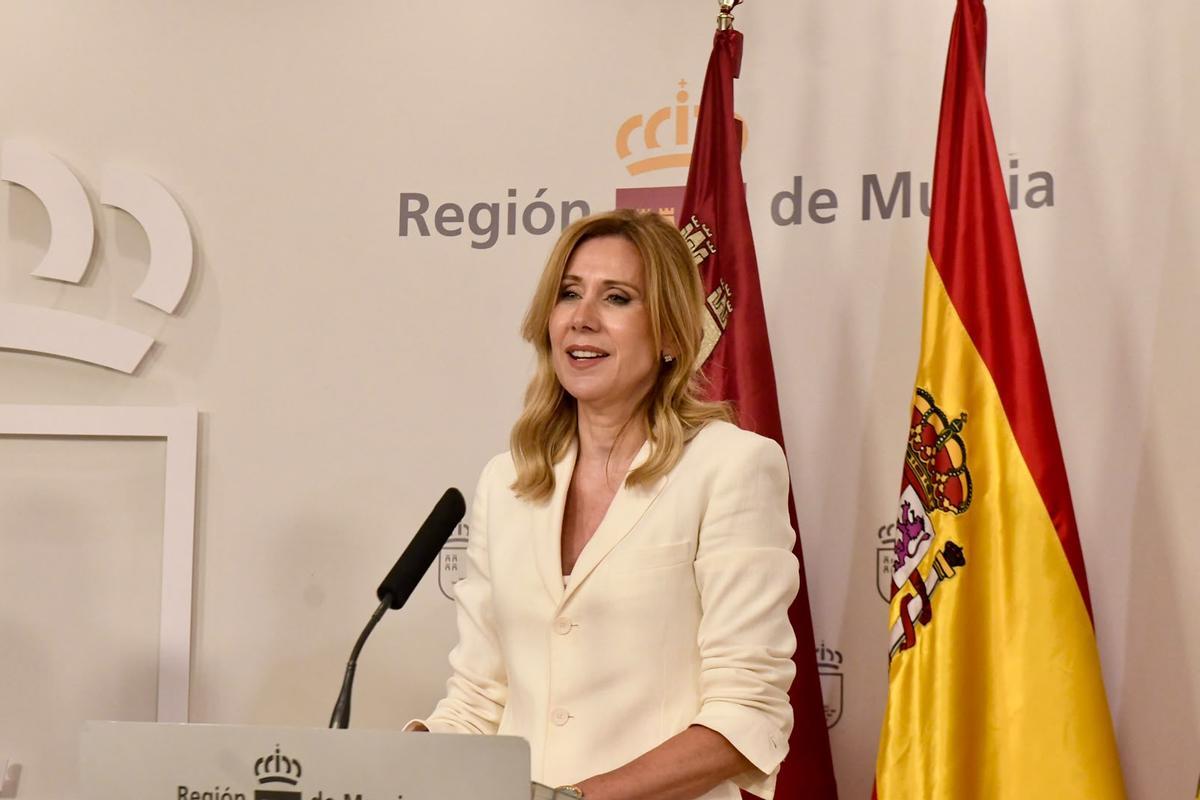 La portavoz regional Marisa López Aragón, este jueves en la rueda de prensa posterior al Consejo de Gobierno.