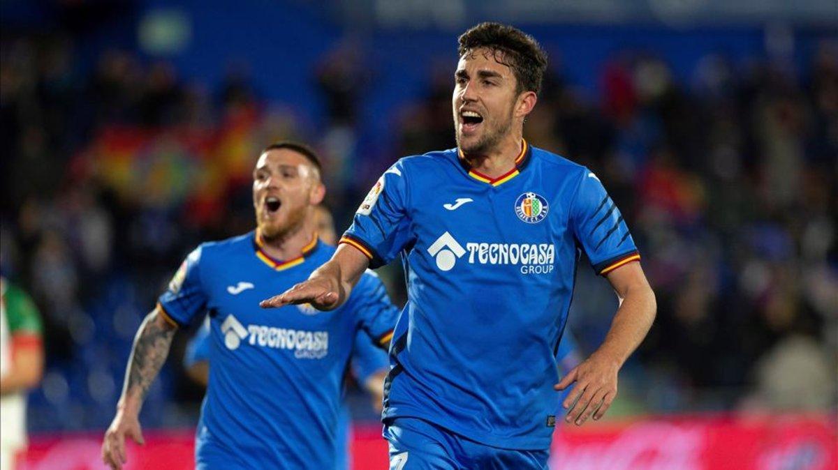 Jaime Mata celebrando un gol con el Getafe en LaLiga