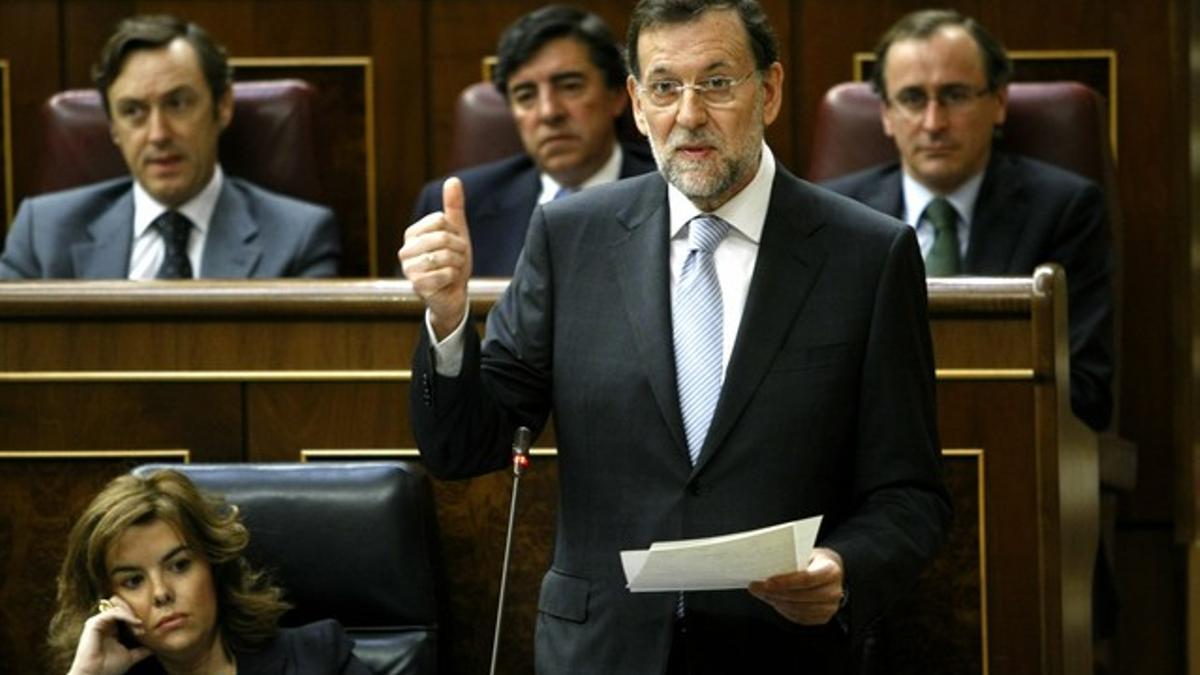 Mariano Rajoy, durante su intervención en el pleno de control al Gobierno, este miércoles.