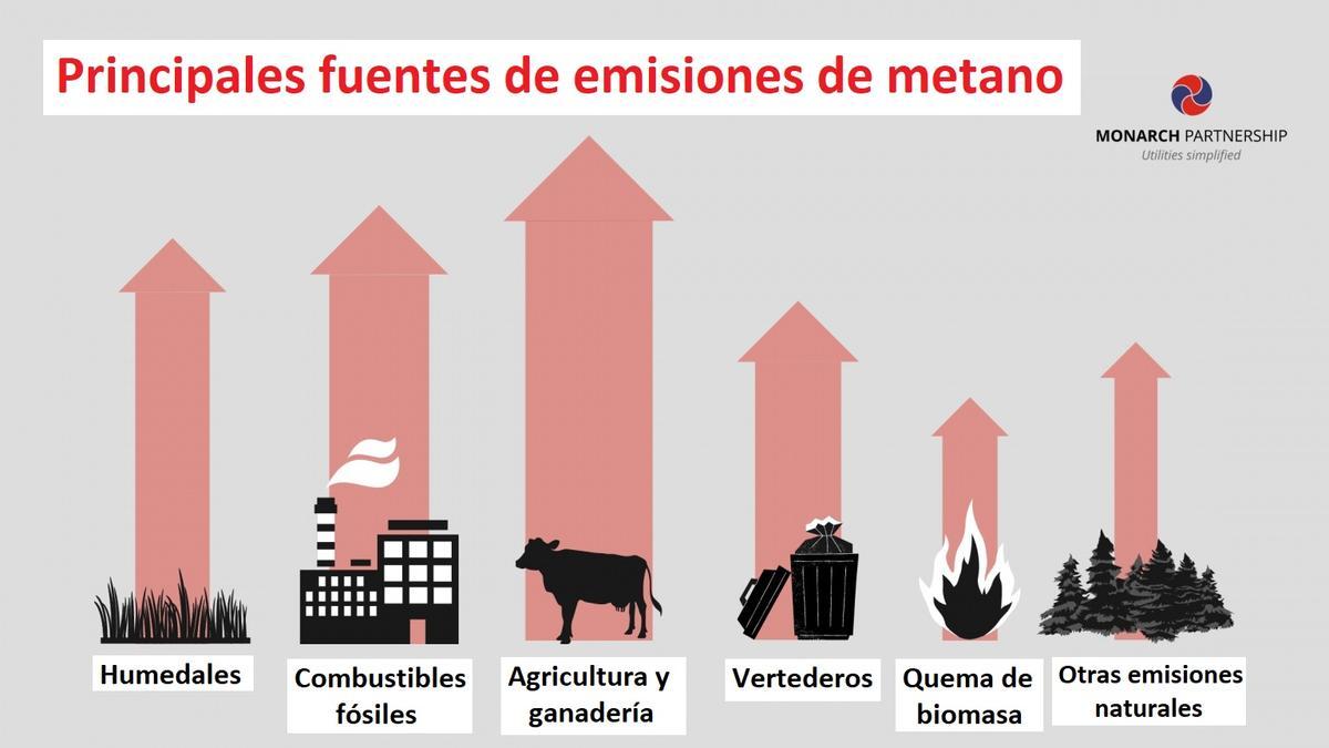 Principales fuentes de emisión de metano