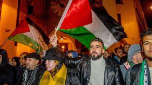 Manifestación de apoyo a los palestinos en las calles de Rabat, el pasado 29 de marzo.