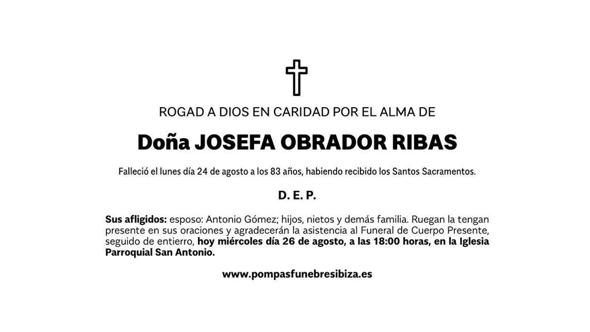 Esquela Josefa Obrador Ribas