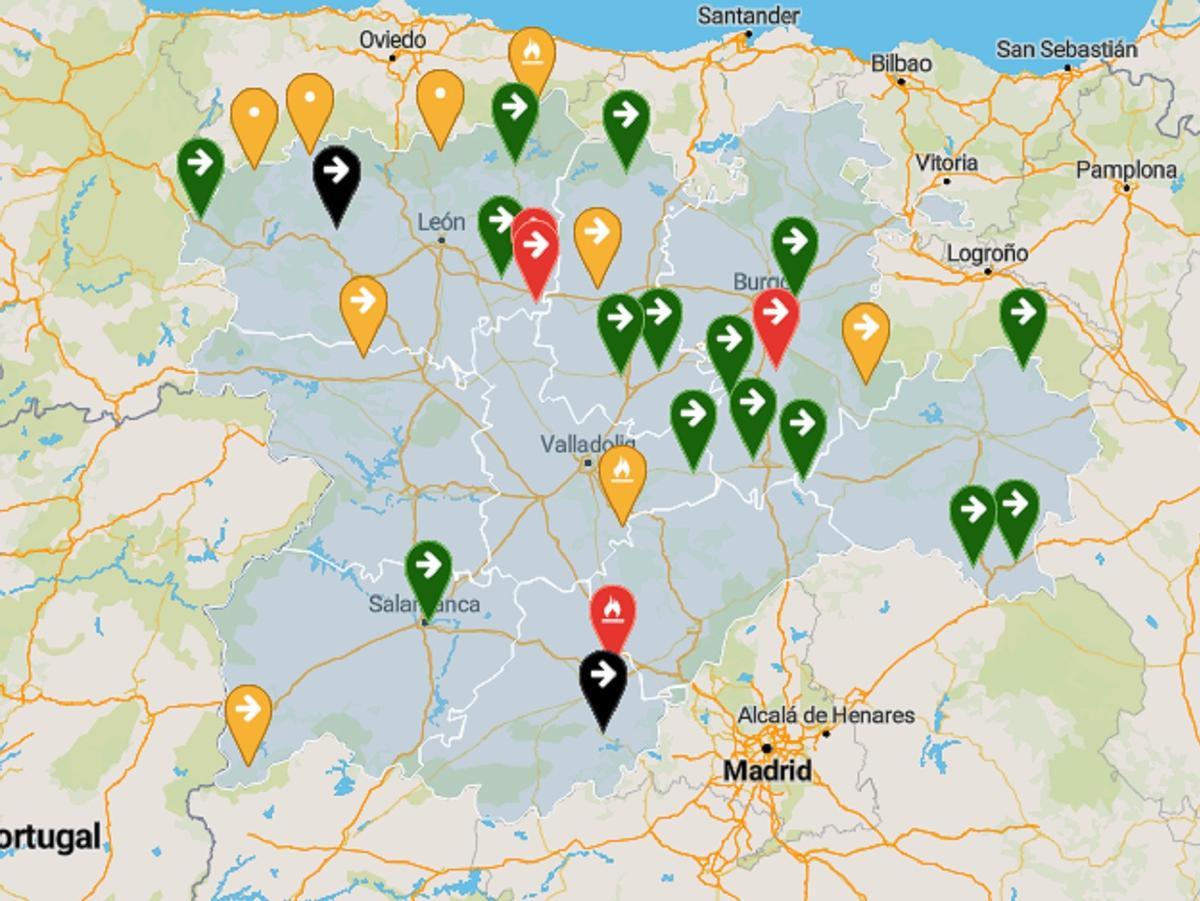 Incendios forestales en Castilla y León en las últimas horas.