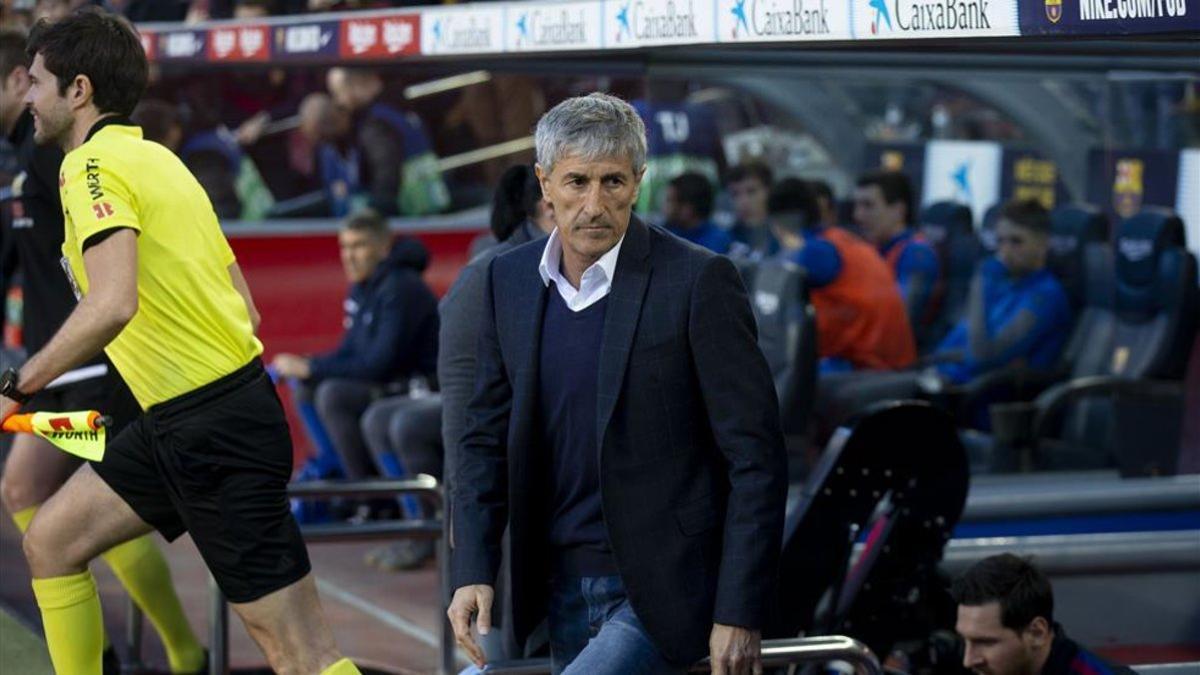 Quique Setién, hoy en el Camp Nou