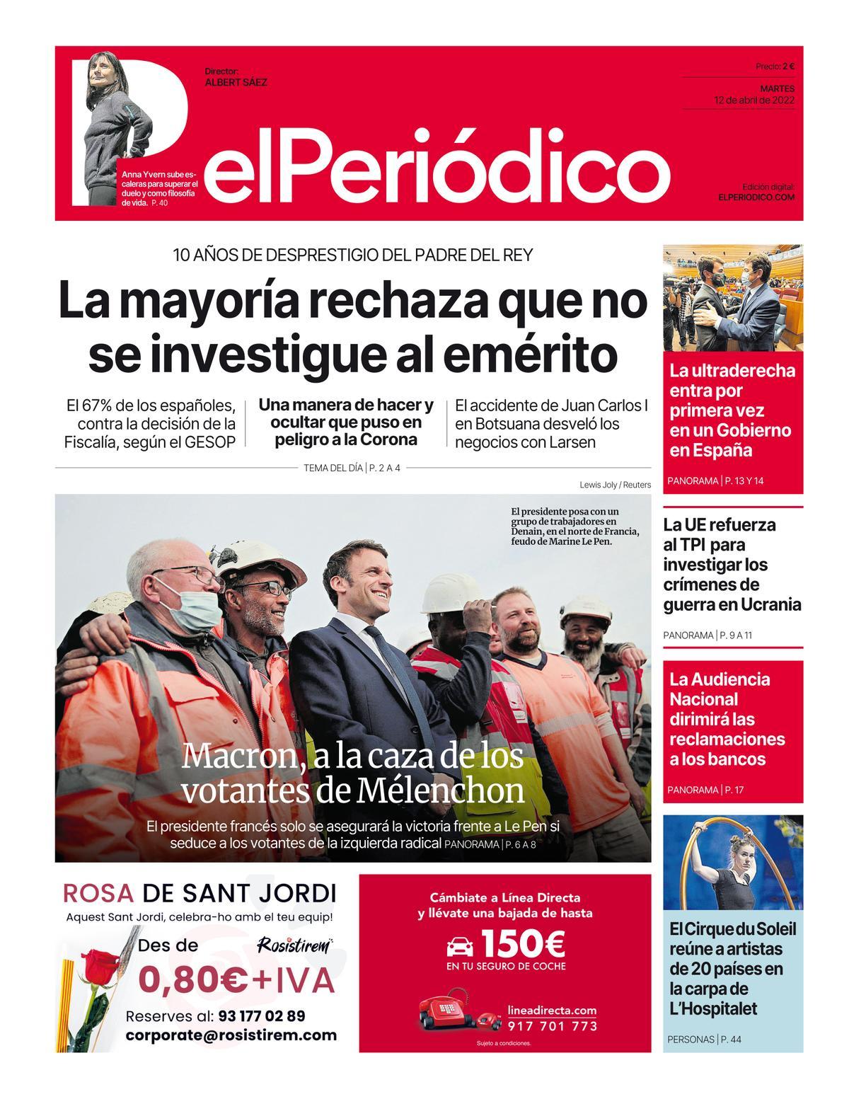 La portada d’EL PERIÓDICO del 12 d’abril del 2022