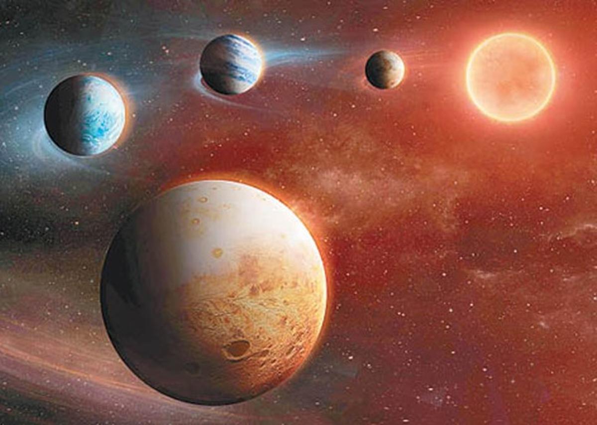 Recreació del sistema planetari al voltant de la estrella LHS 1903
