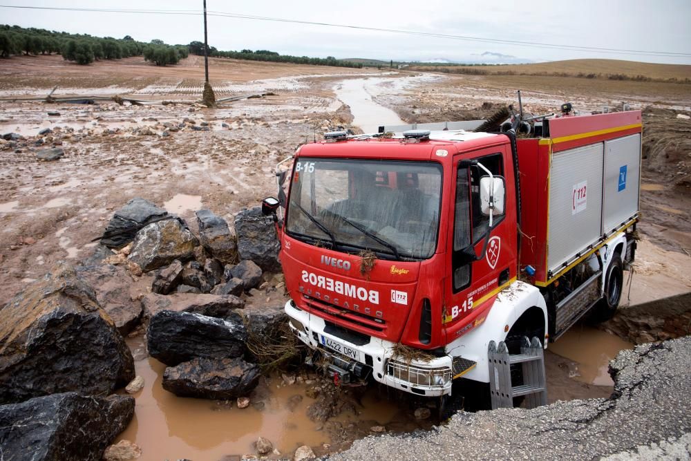 Camión en el que viajaba el bombero José Gil Gutiérrez.