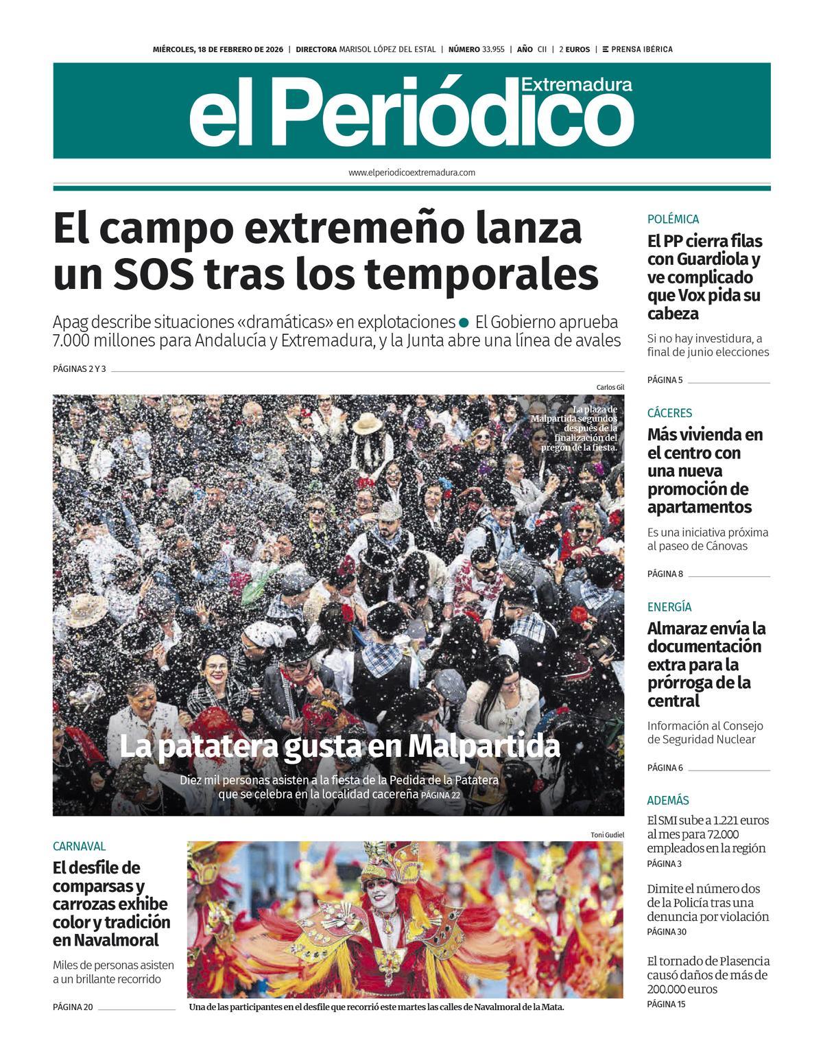Consulta la portada correspondiente al día 18 de febrero de 2026