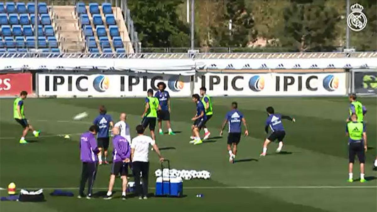Entrenamiento del Real Madrid antes de viajar a Múnich