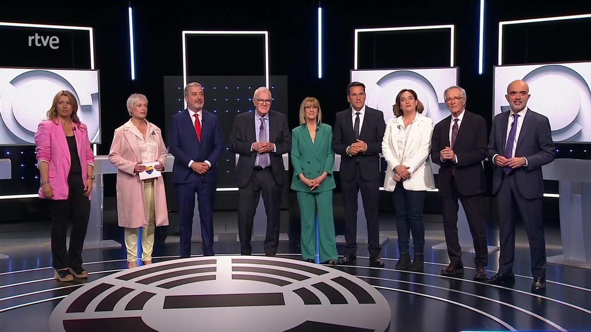 Los candidatos a la alcaldía de Barcelona, en un debate en TVE.