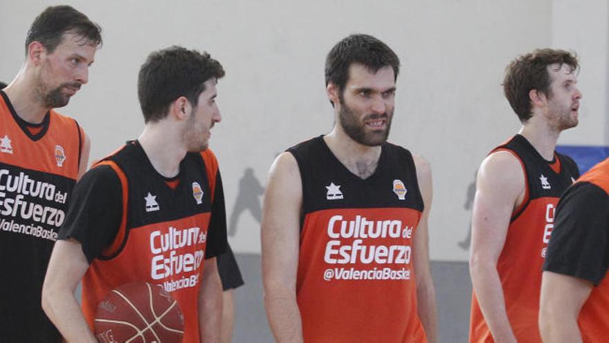 El Valencia Basket, en la sesión del pasado viernes.