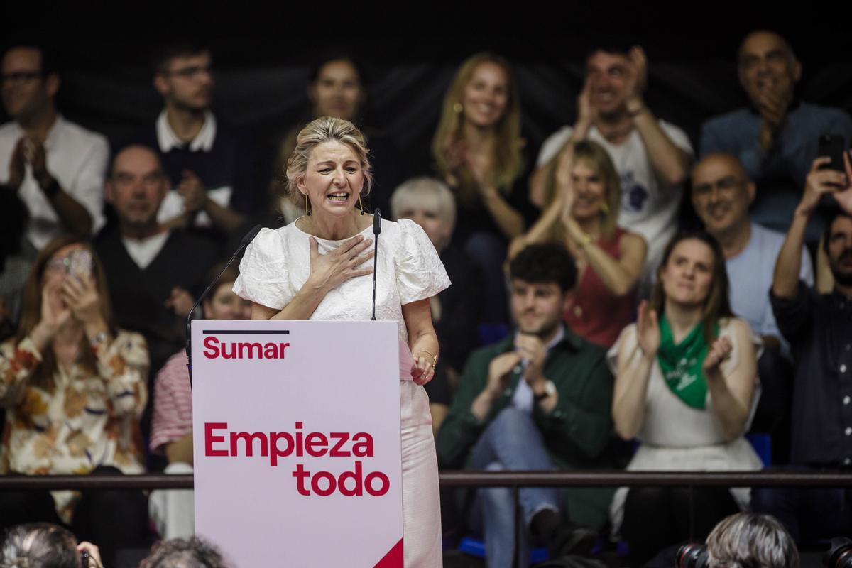 Yolanda Díaz, en la presentación de su candidatura con Sumar.