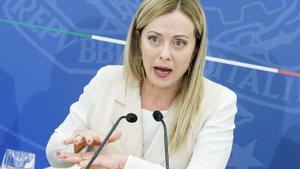 16 October 2023, Italy, Rome: Italian Prime Minister Giorgia Meloni speaks during a press conference at the end of the Council of Ministers. Photo: Roberto Monaldo/LaPresse via ZUMA Press/dpa