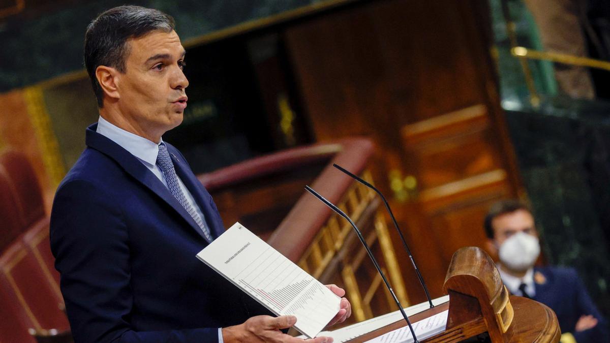 Pedro Sánchez, durante el debate del Estado de la Nación.