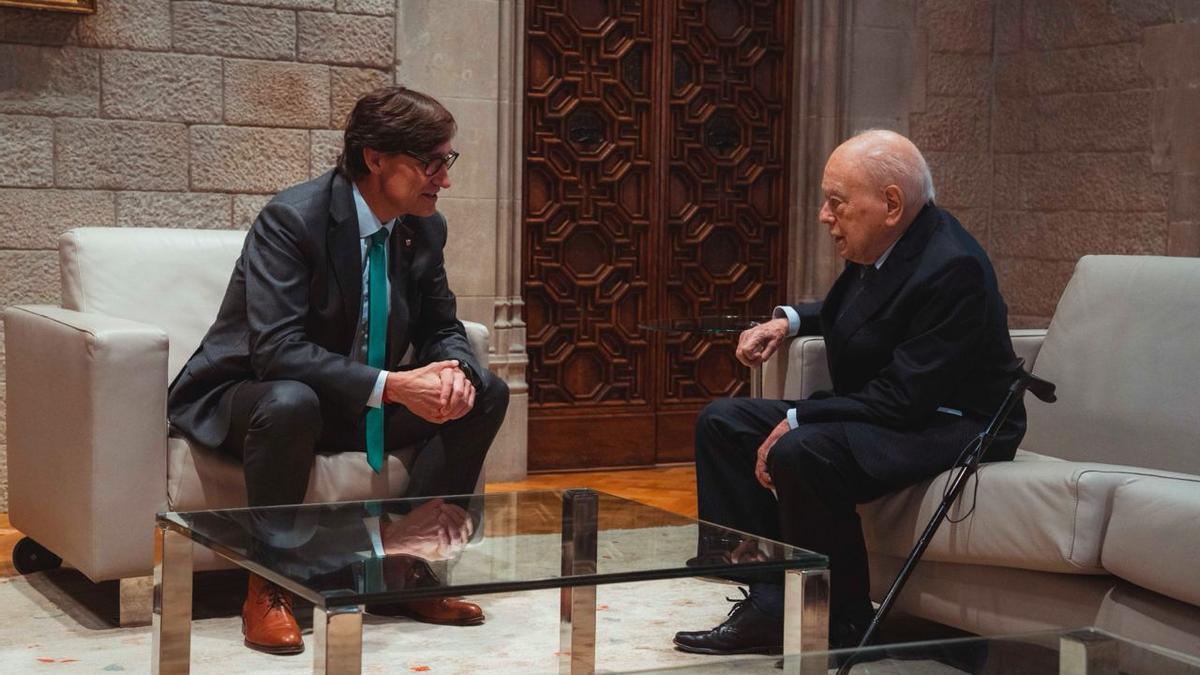 El president Salvador Illa reunido este martes con el expresident Jordi Pujol en la Generalitat