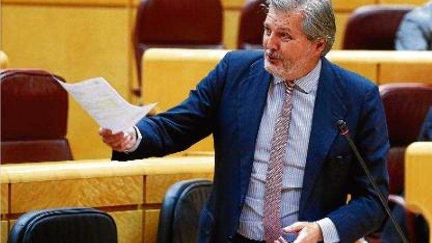 El nou ministre d&#039;Educació, Iñigo Méndez de Vigo, durant la seva primera compareixença al Senat.