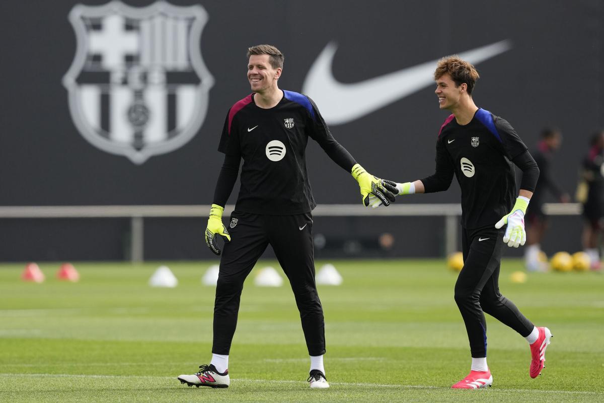 Szczesny y Diego Kochen, en una sesión con el FC Barcelona