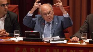 Jordi Pujol, en un momento de su comparecencia en el Parlament.