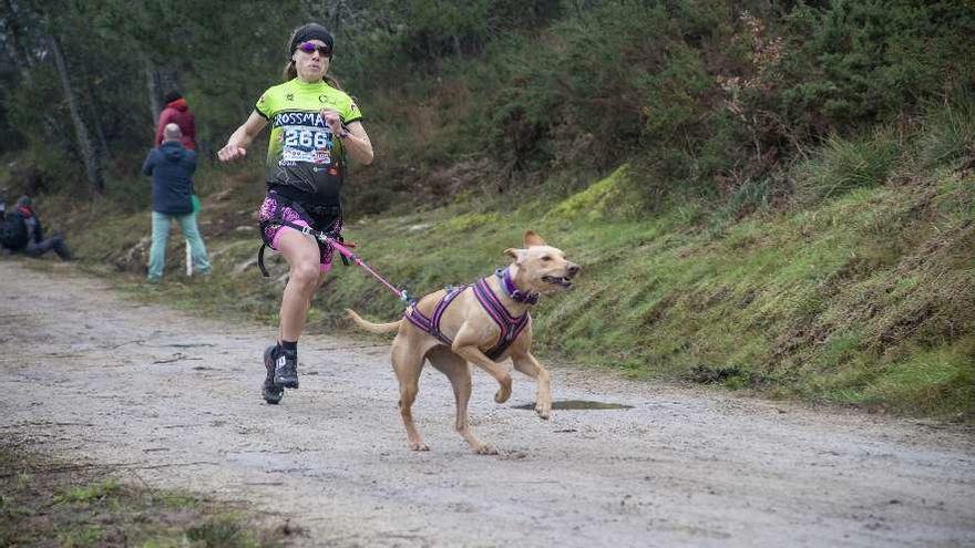 Susana Marchal, una de las campeonas, durante la competición, ayer en Boborás. // Carlos Peteiro