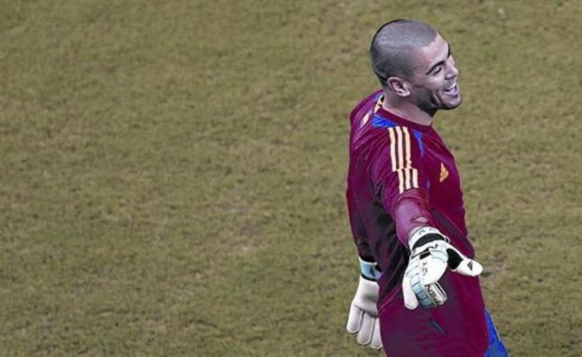 Valdés, en unrecent entrenament de la selecció espanyola. Valdés, en unrecent entrenament de la selecció espanyola.