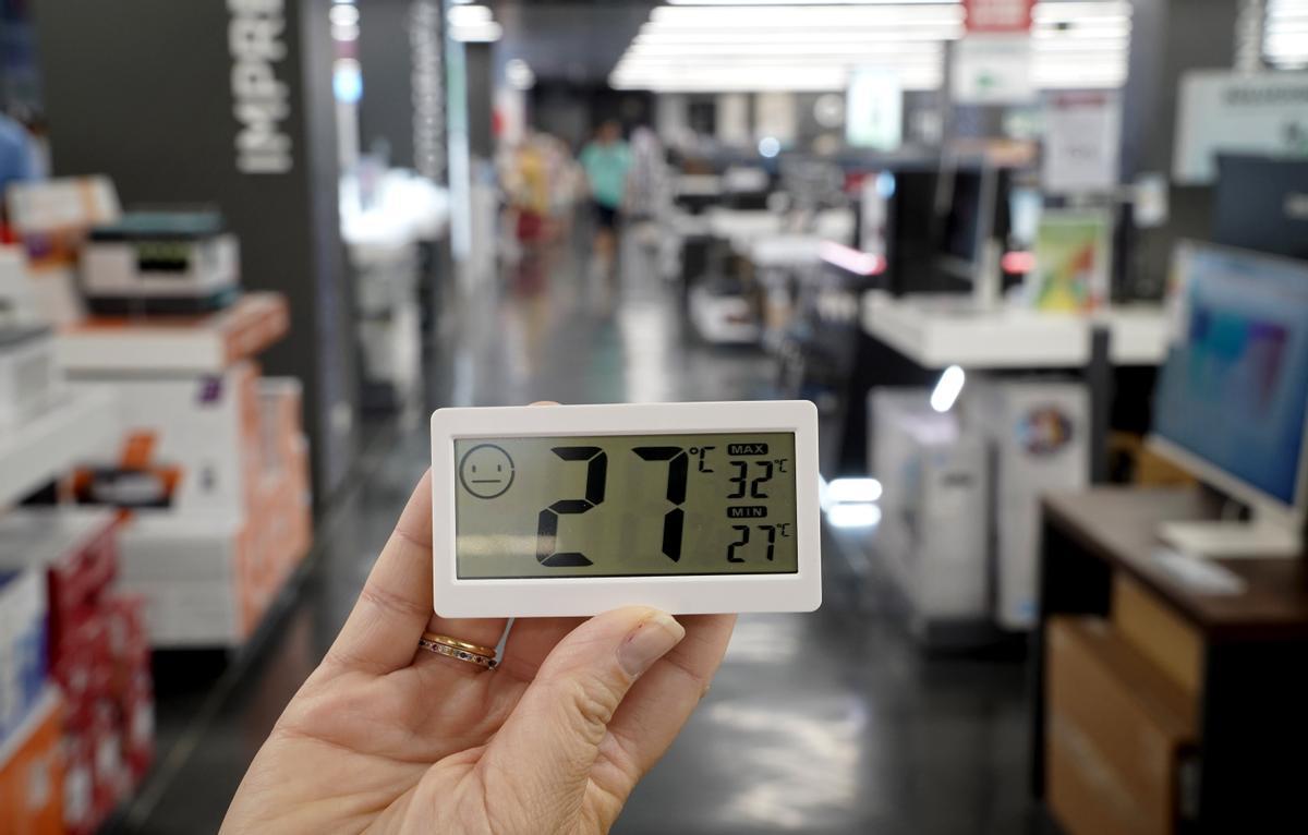 Temperatura en el interior de un comercio del centro de Madrid.