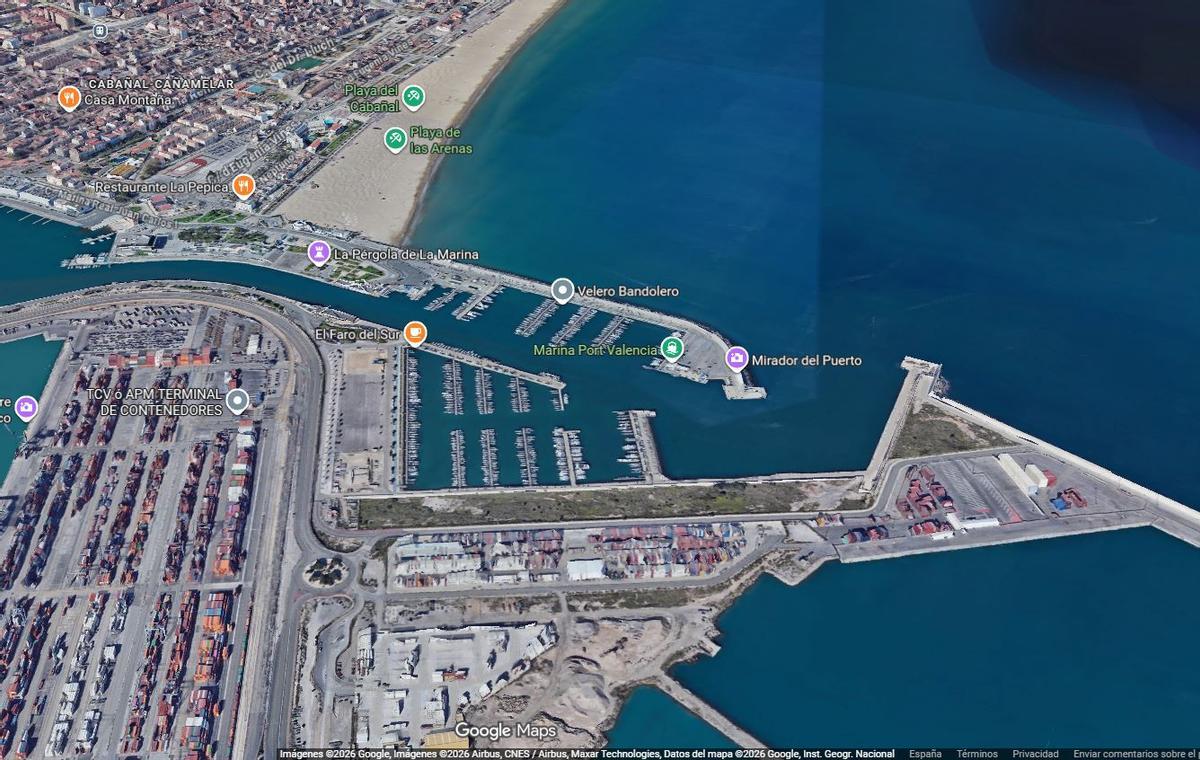 Vista de la Marina Sur donde se instalarán las gradas y atracarán los catamaranes de la SailGP