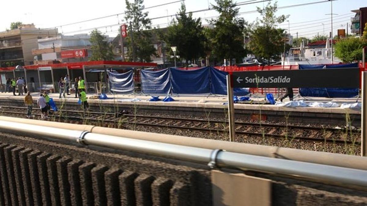 Lugar donde ocurrió el accidente en la estación de Castelldefels Platja.