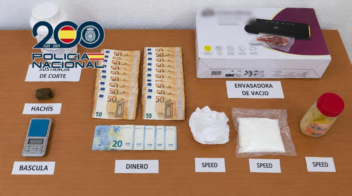 Efectos incautados al detenido en Alicante por tráfico de drogas.