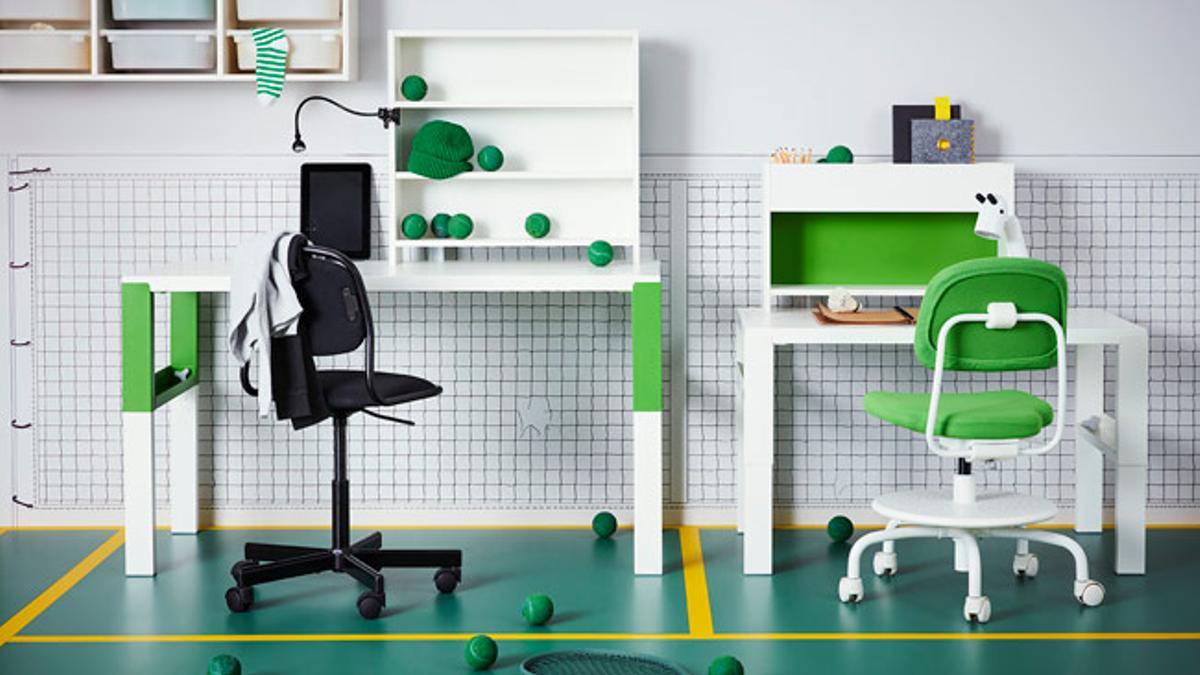 Colección de Ikea en blanco y verde para adolescentes