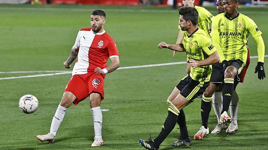 Nahuel Bustos, en el Girona-Saragossa del curs passat