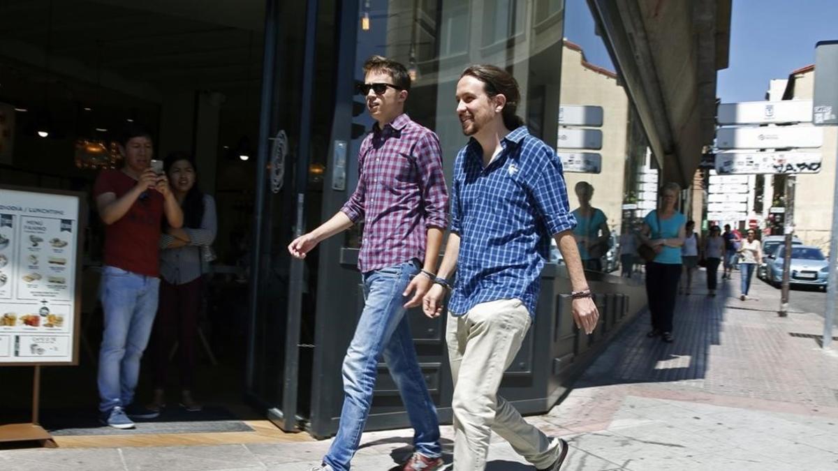 Íñigo Errejón y Pablo Iglesias, el pasado viernes, a su llegada a la sede de Podemos.