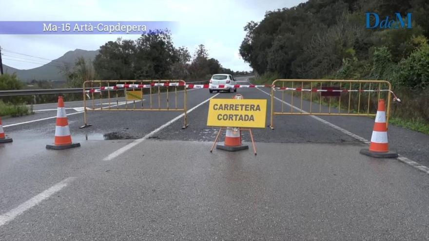 Straßensperrung nach Unwetter auf Mallorca