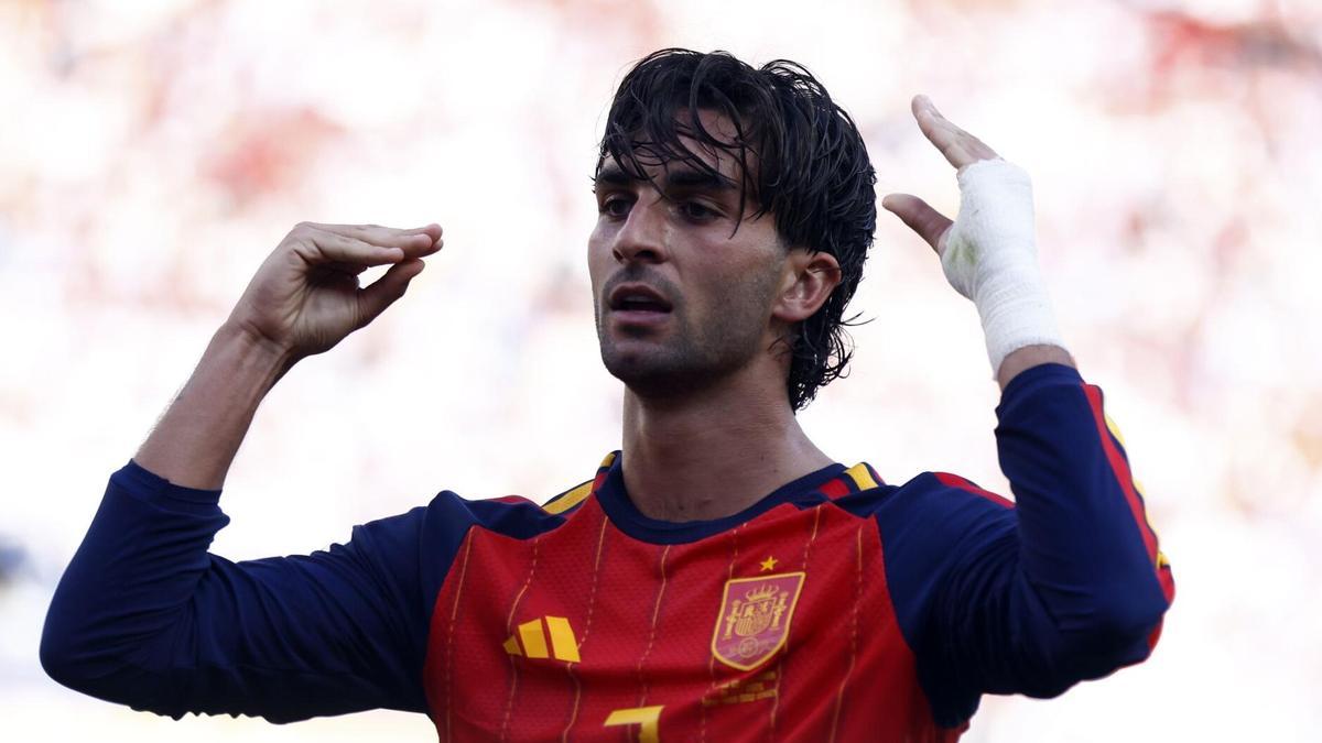 Ferran Torres, tras hacer el gol de la victoria de España