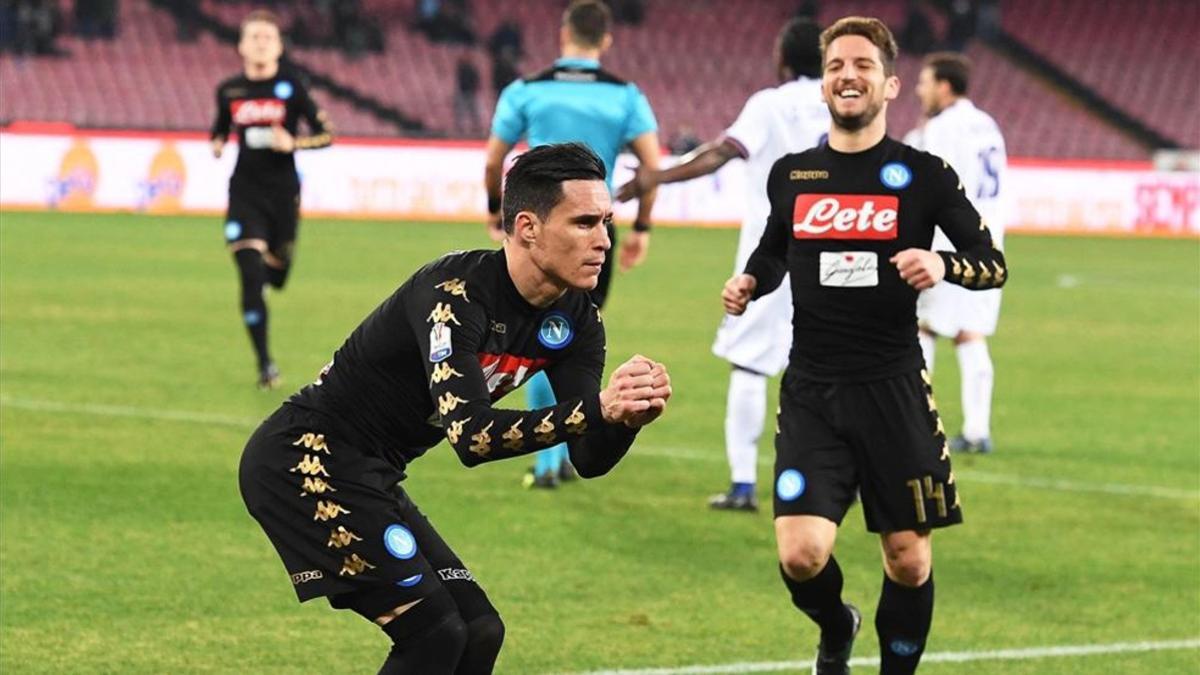 Así celebró Callejón su gol decisivo en San Paolo