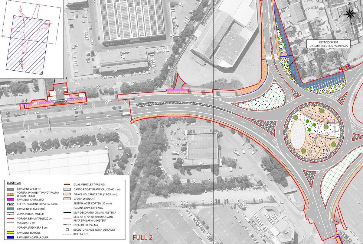 Configuración de la nueva rotonda de la carretera de Sóller