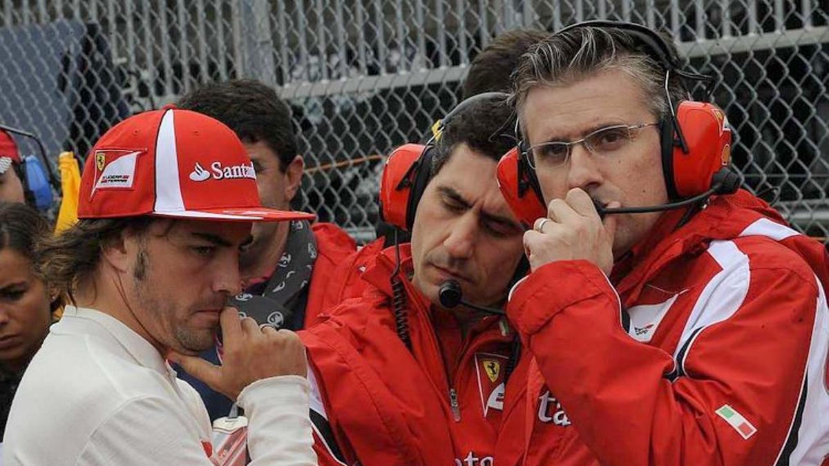 Alonso y Pat Fry durante la etapa de ambos en Ferrari