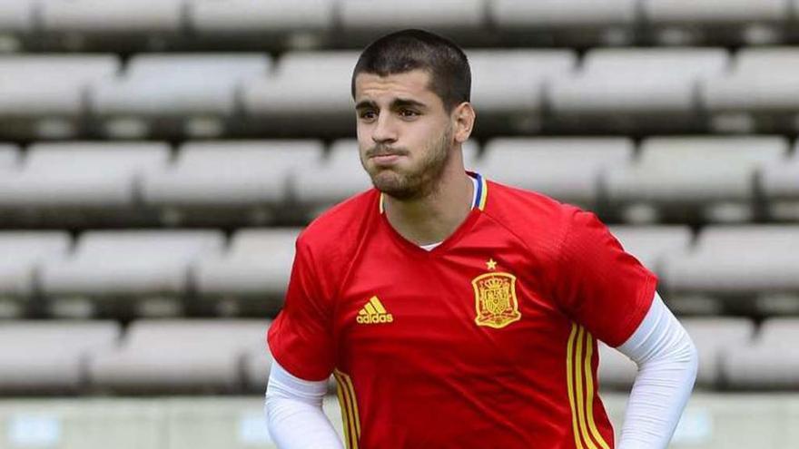 Morata, en un entrenamiento con la selección. // Caroline Blumberg