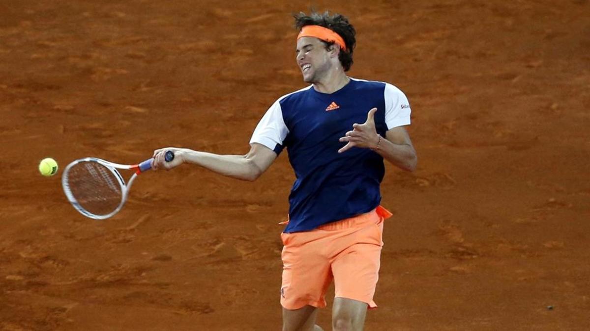 Thiem, durante un punto ante Pablo Cuevas