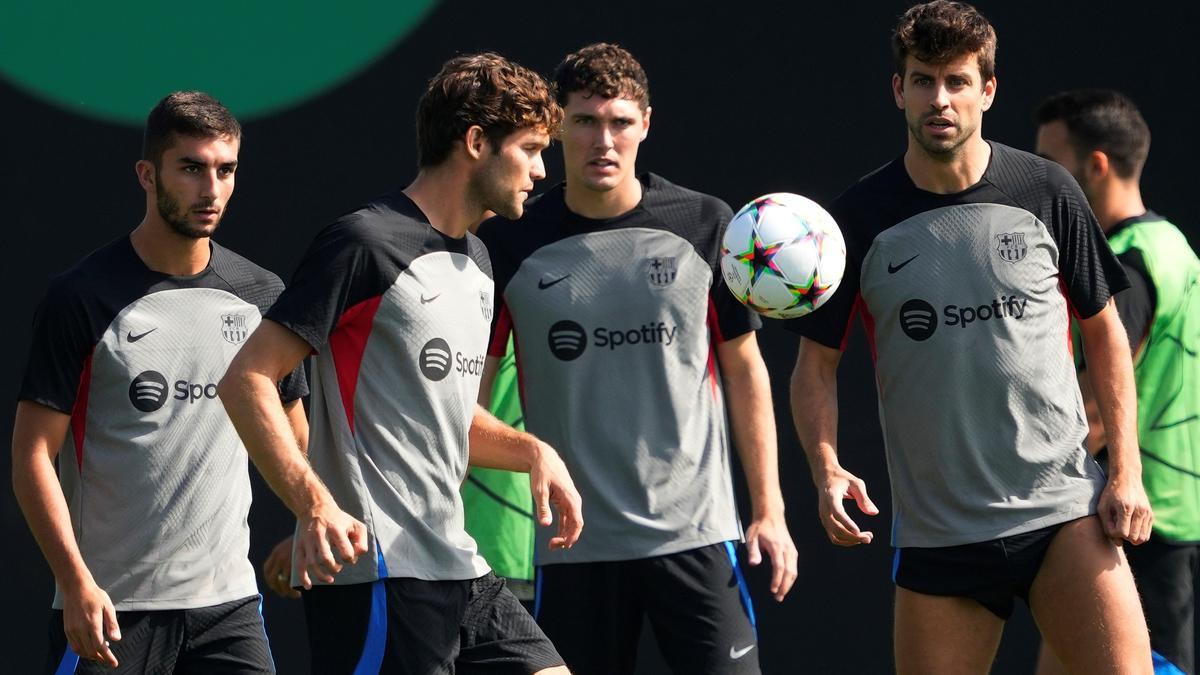 Ferran, Marcos, Christensen y Piqué. en la sesión de este martes