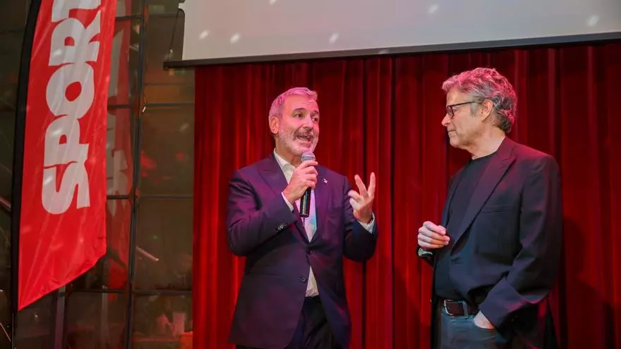 Jaume Collboni y Joan Vehils en la fiesta del 45 aniversario del Diario SPORT
